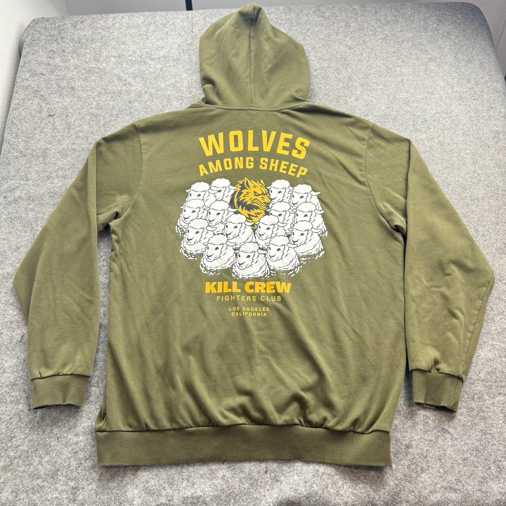 Kill Crew Hoodie Mens XXL Green Wolves Among Sheep Fight Club Pullover